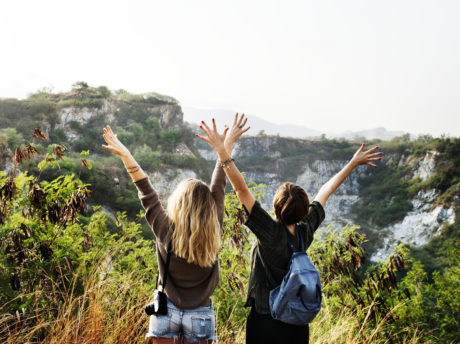 Young Women Travel Together Concept